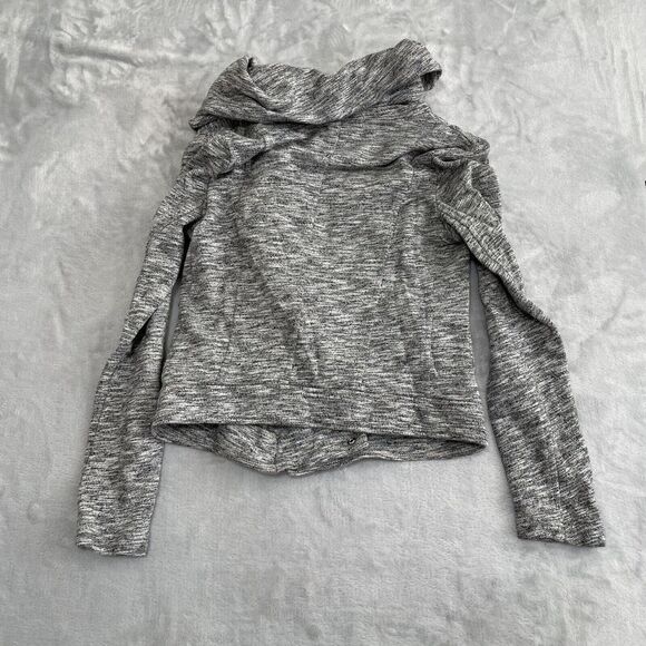 Express Sweater Womens Extra Small Heather Grey Cropped Full Zip Mock Neck* - Picture 9 of 13